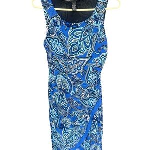 INC Blue Paisley Sleeveless Dress
